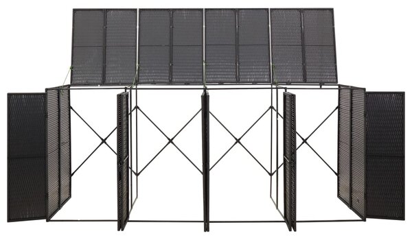 Přístřešek na čtyři popelnice černý 274 x 80 x 117 cm polyratan 319863