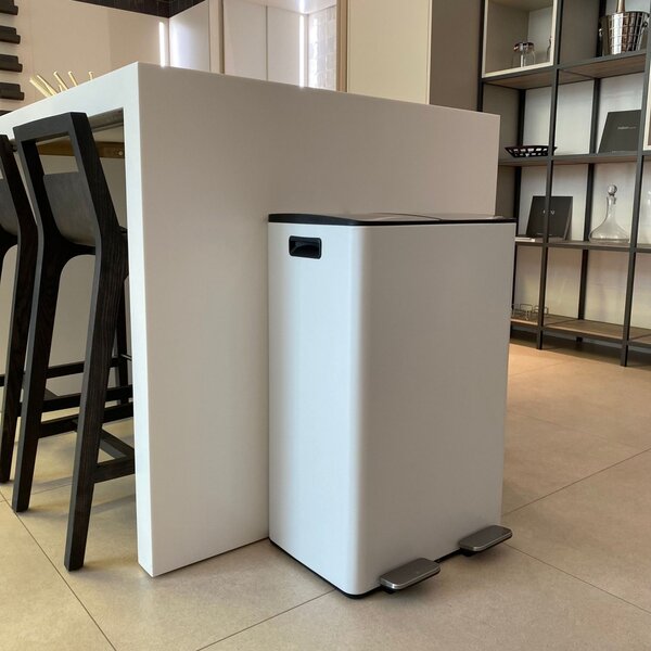 Spirella pedálový odpadkový koš na tříděný odpad ALIYA, matná bílá, ocel, 2 x 30 L