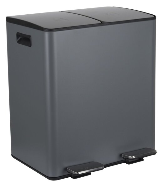 Spirella pedálový odpadkový koš na tříděný odpad ALIYA, matná šedá, ocel, 2 x 20 L