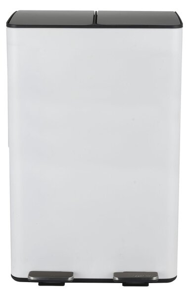 Spirella pedálový odpadkový koš na tříděný odpad ALIYA, matná bílá, ocel, 2 x 30 L