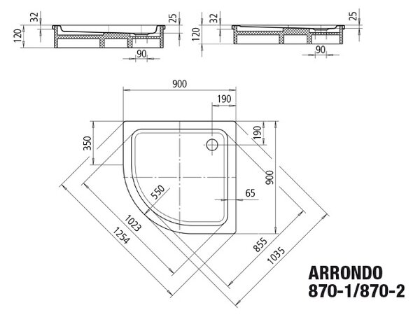 Kaldewei Arrondo - Sprchová vanička s polystyrenovým nosičem 900x900 mm, alpská bílá 460048040001