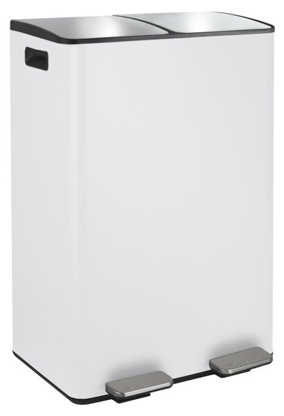 Spirella pedálový odpadkový koš na tříděný odpad ALIYA, matná bílá, ocel, 2 x 30 L