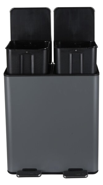 Spirella pedálový odpadkový koš na tříděný odpad ALIYA, matná šedá, ocel, 2 x 20 L