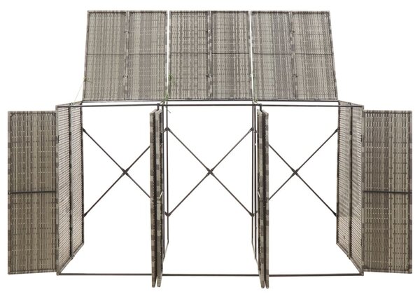 Přístřešek na tři popelnice šedý 207 x 80 x 117 cm polyratan 319866