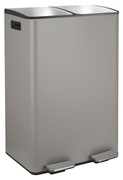 Spirella pedálový odpadkový koš na tříděný odpad ALIYA, matná Taupe, ocel, 2 x 30 L