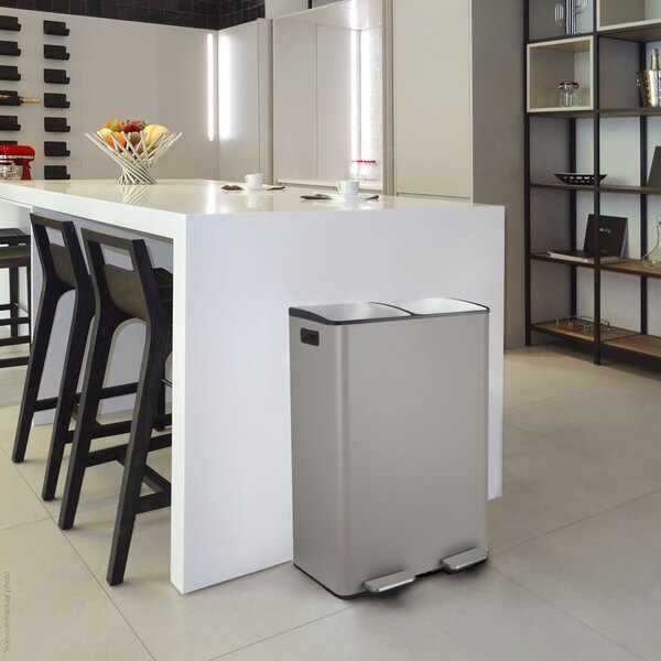 Spirella pedálový odpadkový koš na tříděný odpad ALIYA, matná Taupe, ocel, 2 x 30 L