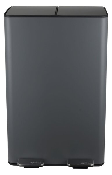Spirella pedálový odpadkový koš na tříděný odpad ALIYA, matná šedá, ocel, 2 x 30 L