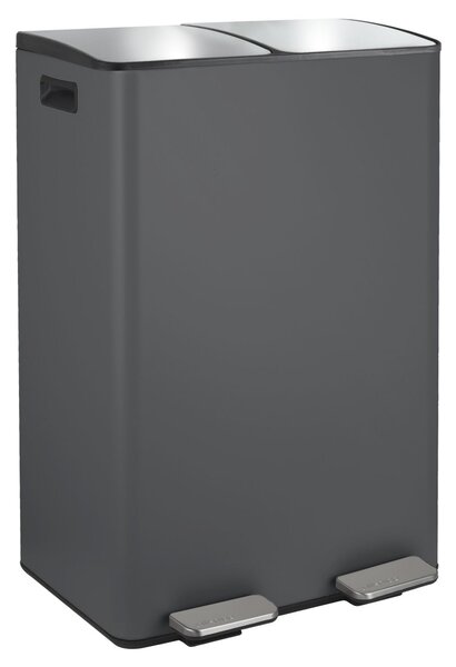 Spirella pedálový odpadkový koš na tříděný odpad ALIYA, matná šedá, ocel, 2 x 30 L