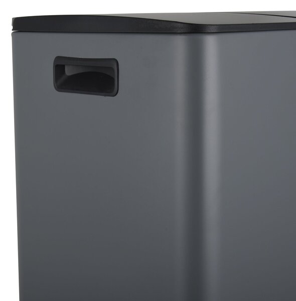Spirella pedálový odpadkový koš na tříděný odpad ALIYA, matná šedá, ocel, 2 x 30 L