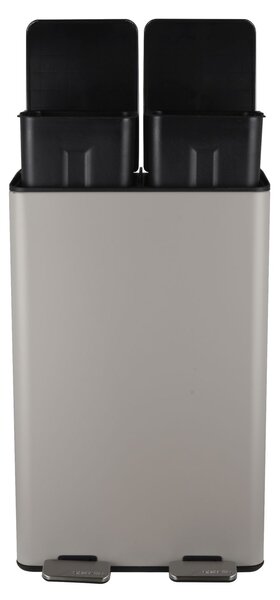 Spirella pedálový odpadkový koš na tříděný odpad ALIYA, matná Taupe, ocel, 2 x 30 L
