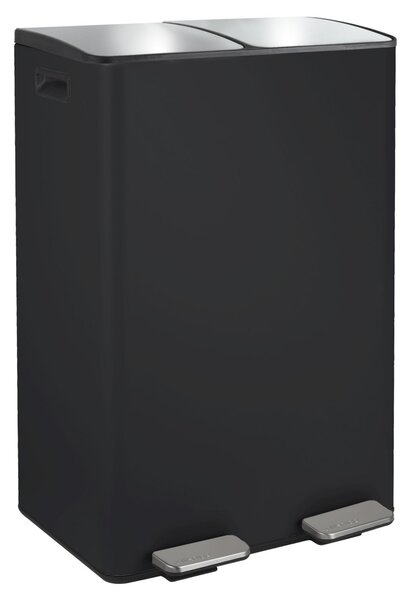 Spirella pedálový odpadkový koš na tříděný odpad ALIYA, matná černá, ocel, 2 x 30 L
