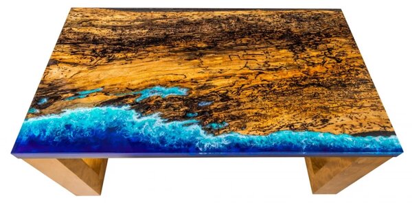 Konferenční stolek - 91 x 51 cm - špaltovaný buk / epoxidová pryskyřice