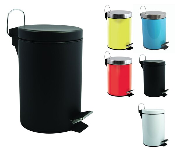 MSV pedálový odpadkový koš UNIS, černá ocel, 3 L
