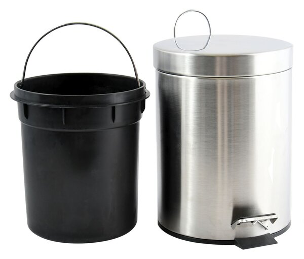 MSV pedálový odpadkový koš, kartáčovaná nerez ocel, 5 L