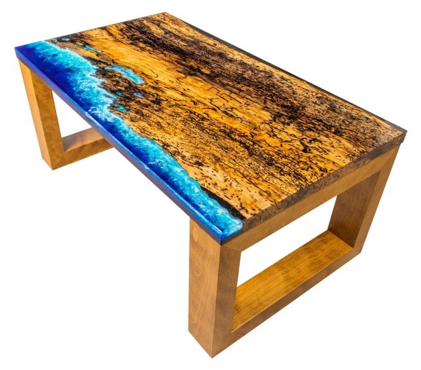 Konferenční stolek - 91 x 51 cm - špaltovaný buk / epoxidová pryskyřice