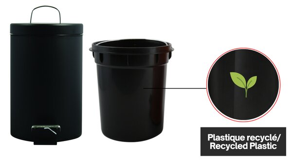 MSV pedálový odpadkový koš UNIS, černá ocel, 3 L