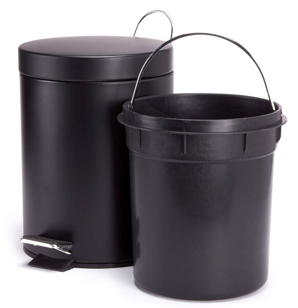 MSV pedálový odpadkový koš UNIS, černá ocel, 3 L