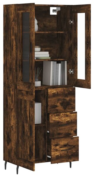 Skříň highboard kouřový dub 69,5 x 34 x 180 cm kompozitní dřevo 3198678