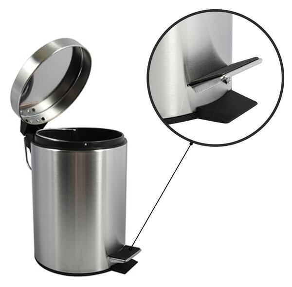 MSV pedálový odpadkový koš, kartáčovaná nerez ocel, 5 L