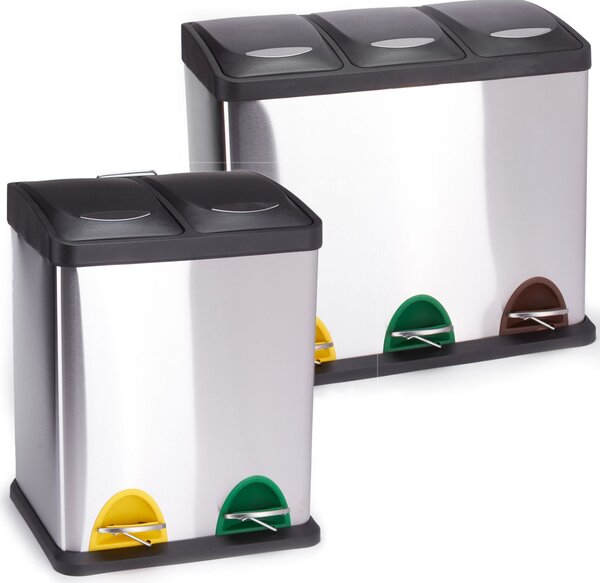 MSV pedálový koš na tříděný odpad TRI SELECTIF, kartáčovaná nerez ocel, 3 x 8 L