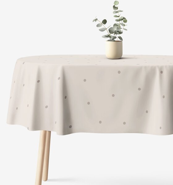 Goldea oválný ubrus 100% bavlněné plátno - puntíky na béžovém 120 x 160 cm