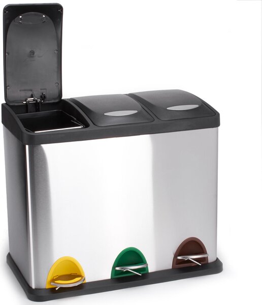 MSV pedálový koš na tříděný odpad TRI SELECTIF, kartáčovaná nerez ocel, 3 x 8 L
