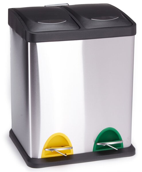 MSV pedálový koš na tříděný odpad TRI SELECTIF, kartáčovaná nerez ocel, 2 x 8 L