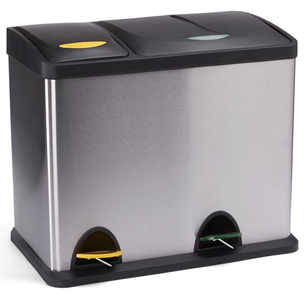 MSV pedálový koš na tříděný odpad TRI SELECTIF, kartáčovaná nerez ocel, 8 L + 18 L