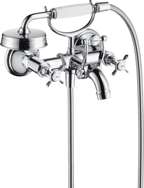AXOR Montreux Vanová baterie se dvěma ovládacími prvky s instalací na stěnu, s rukojeťmi ve tvaru kříže, chrom 16540000