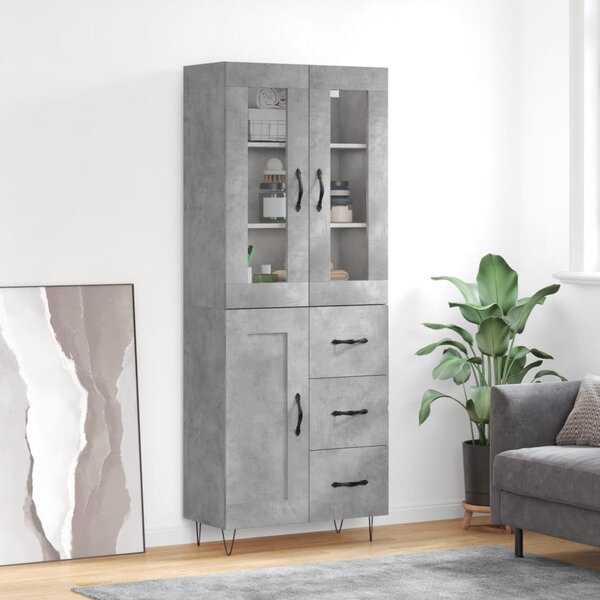 Skříň highboard betonově šedá 69,5x34x180 cm kompozitní dřevo 3198693