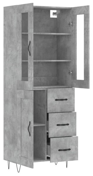 Skříň highboard betonově šedá 69,5x34x180 cm kompozitní dřevo 3198693
