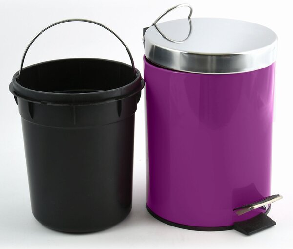 MSV pedálový odpadkový koš UNIS, fialová ocel, 3 L