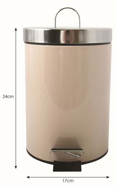 MSV pedálový odpadkový koš UNIS, béžová, nerez ocel, 3 L