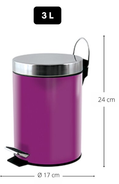 MSV pedálový odpadkový koš UNIS, fialová ocel, 3 L