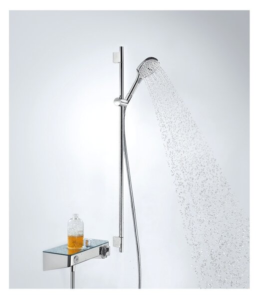 Hansgrohe Raindance Select E sprchová sada 120 3jet EcoSmart se sprchovou tyčí 90 cm a miskou na mýdlo, bílá/chrom 26623400