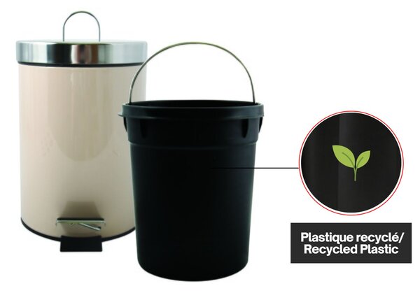 MSV pedálový odpadkový koš UNIS, béžová, nerez ocel, 3 L