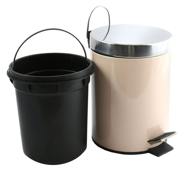 MSV pedálový odpadkový koš UNIS, béžová, nerez ocel, 3 L