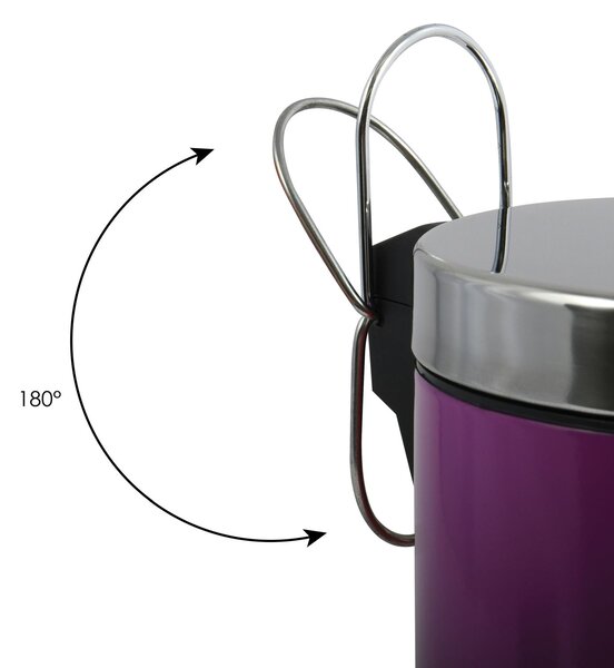 MSV pedálový odpadkový koš UNIS, fialová ocel, 3 L
