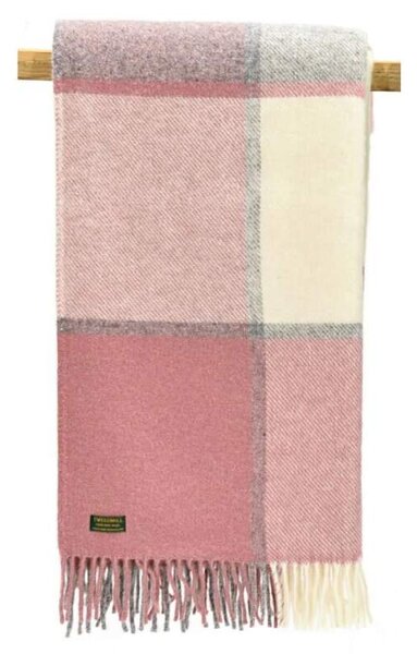 Vlněná deka Block Check Dusky Pink 183 x 150 cm Tweedmill