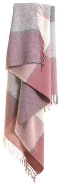 Vlněná deka Block Check Dusky Pink 183 x 150 cm Tweedmill