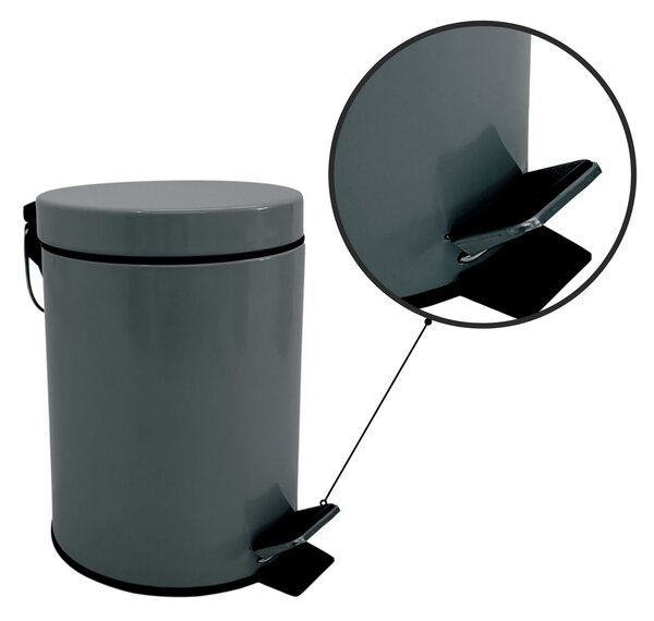 MSV pedálový odpadkový koš UNIS, tmavě šedá, ocel, 3 L