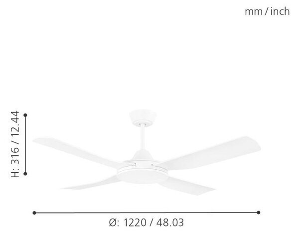 STROPNÍ VENTILÁTOR, 122/31,5 cm Eglo - Online Only svítidla, Online Only