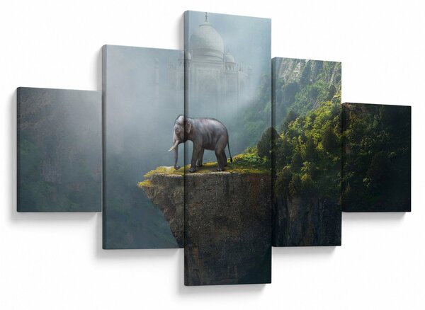 Obraz - Slůně na vrcholku Taj Mahal (125x70 cm)