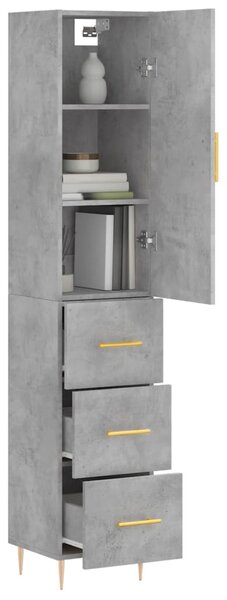 Skříň highboard betonově šedá 34,5x34x180 cm kompozitní dřevo 3198845