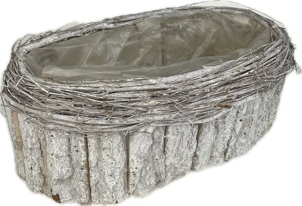 Truhlík kůra 31x18x11 cm s proutěným okrajem