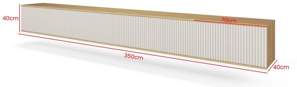 Závěsný TV stolek Bello 350 cm - dub/kašmír