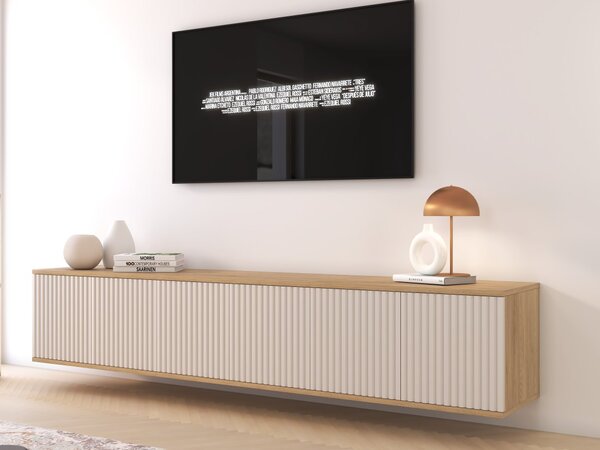 Závěsný TV stolek Bello 210 cm - dub/kašmír