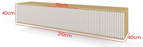 Závěsný TV stolek Bello 210 cm - dub/kašmír