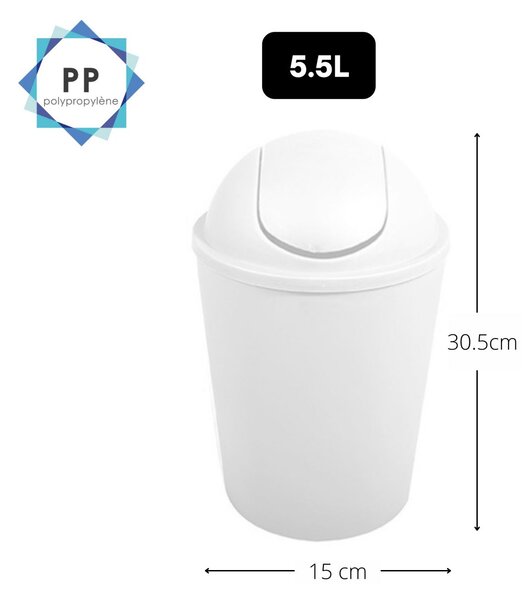 MSV výklopný koš AKO, bílý, plast, 5,5 L