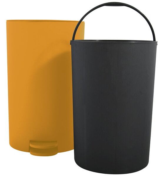 MSV pedálový odpadkový koš OSAKI, šafránově žlutý, plast, 3 L